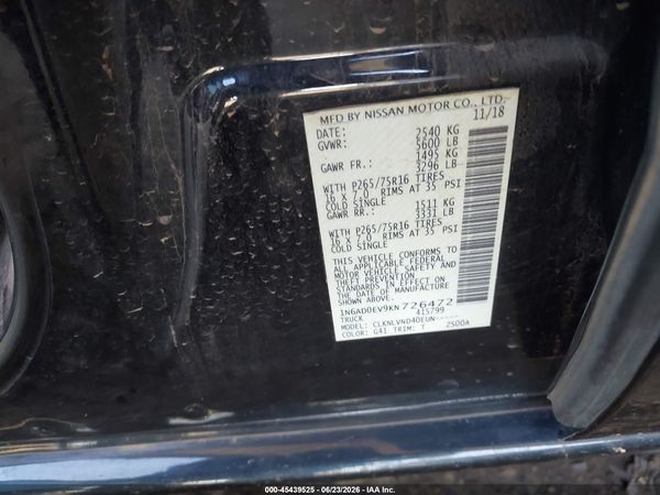 2019 NISSAN FRONTIER PRO-4X — I9