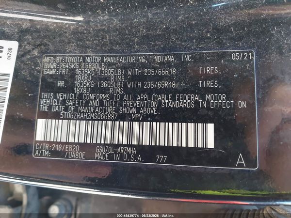 2021 TOYOTA HIGHLANDER XLE