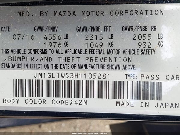 2017 MAZDA MAZDA6 GRAND TOURING