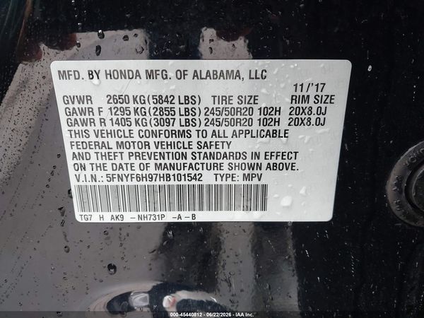 2017 HONDA PILOT TOURING