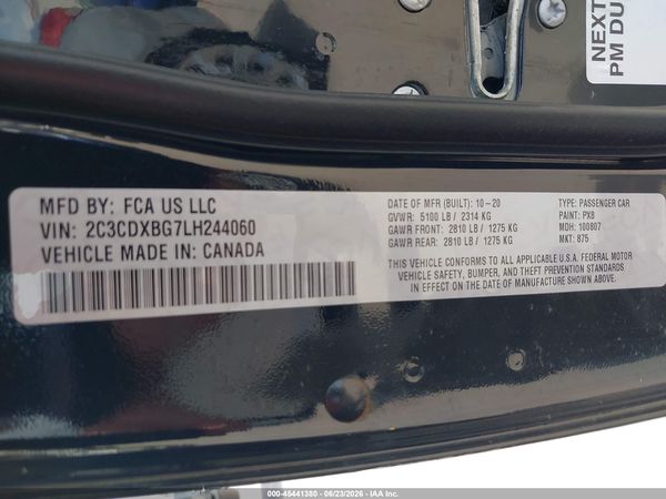 2020 DODGE CHARGER SXT RWD