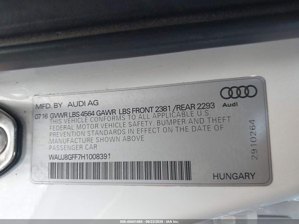 2017 AUDI A3 PREMIUM PLUS