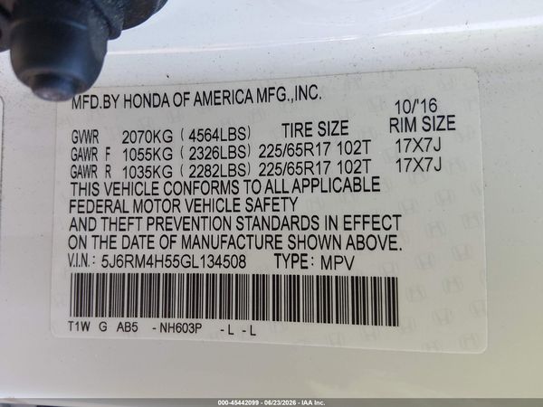 2016 HONDA CR-V EX