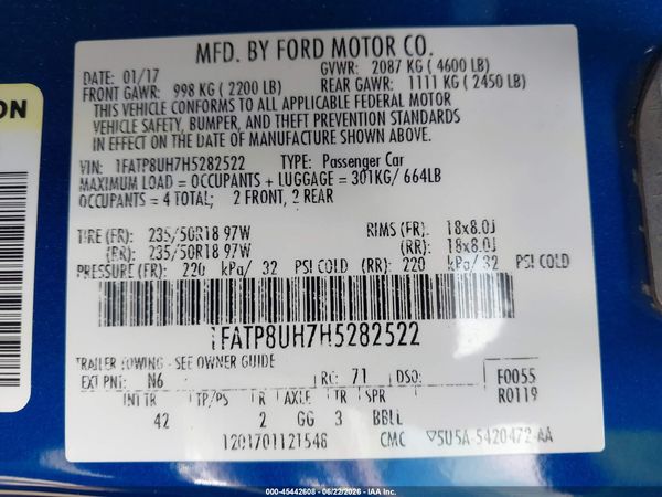 2017 FORD MUSTANG ECOBOOST PREMIUM