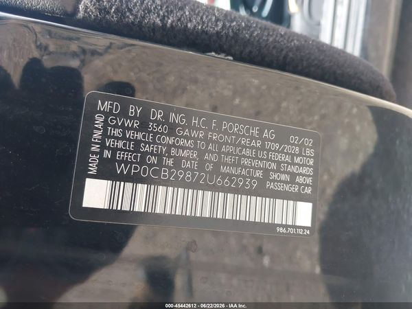2002 PORSCHE BOXSTER S
