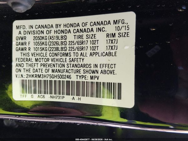 2016 HONDA CR-V EX-L