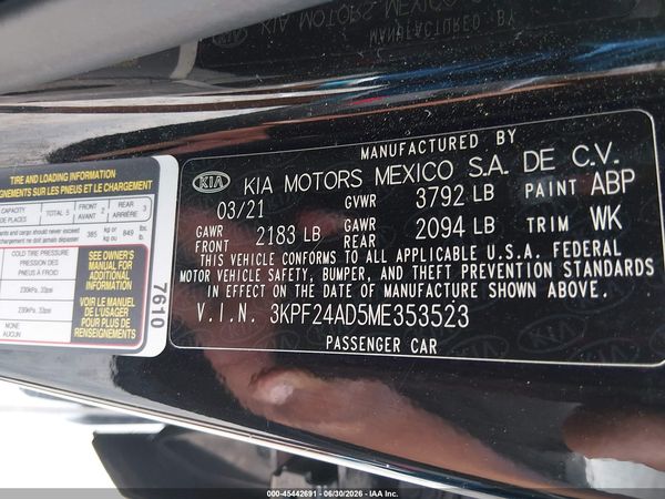 2021 KIA FORTE LXS