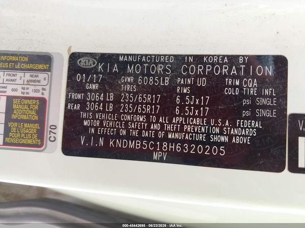 2017 KIA SEDONA LX