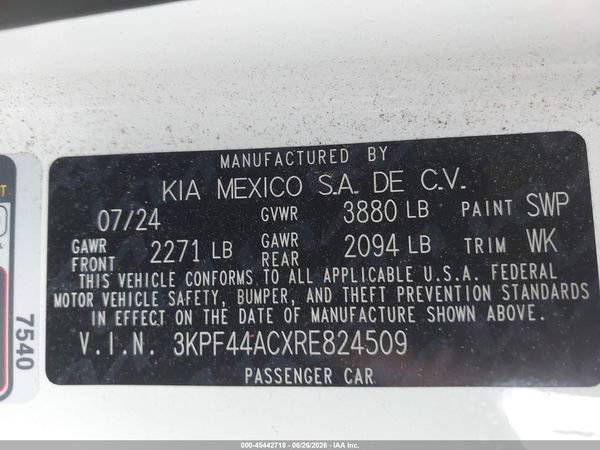 2024 KIA FORTE GT MANUAL