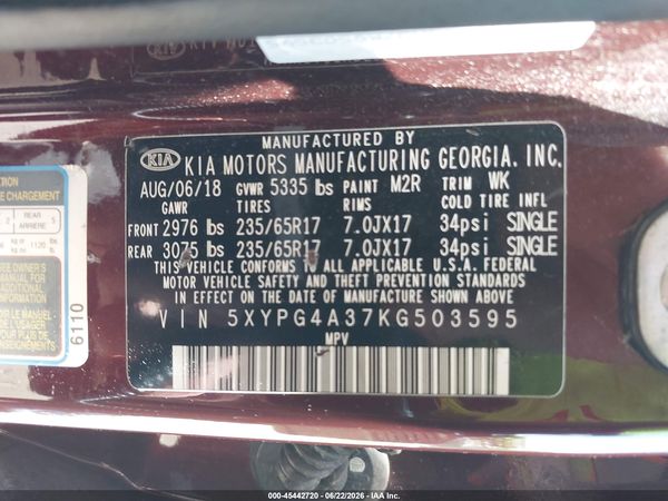 2019 KIA SORENTO 2.4L LX