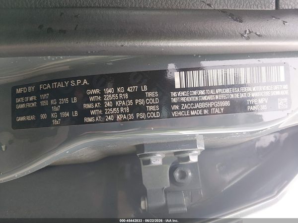2017 JEEP RENEGADE ALTITUDE FWD