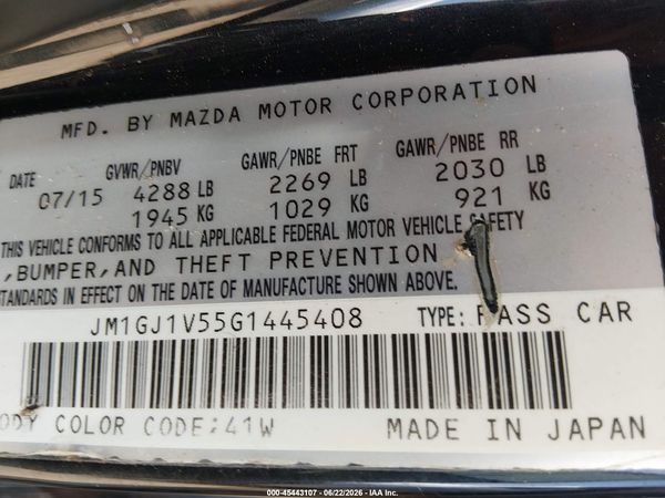 2016 MAZDA MAZDA6 I TOURING