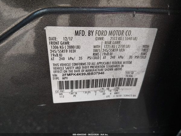 2018 FORD EDGE TITANIUM — I9