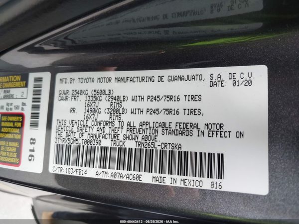 2020 TOYOTA TACOMA SR