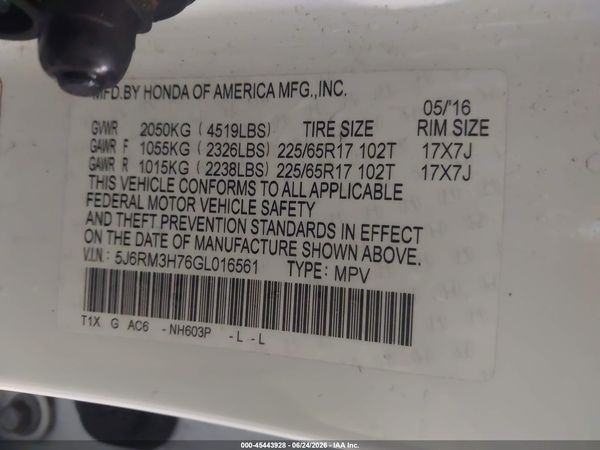 2016 HONDA CR-V EX-L