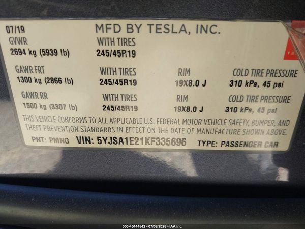 2019 TESLA MODEL S