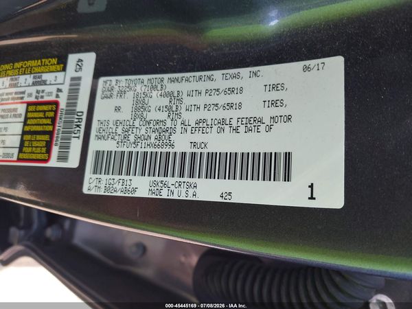 2017 TOYOTA TUNDRA SR5 5.7L V8