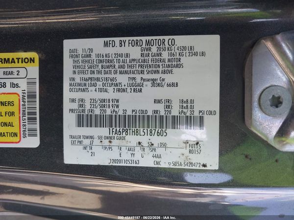 2020 FORD MUSTANG ECOBOOST FASTBACK