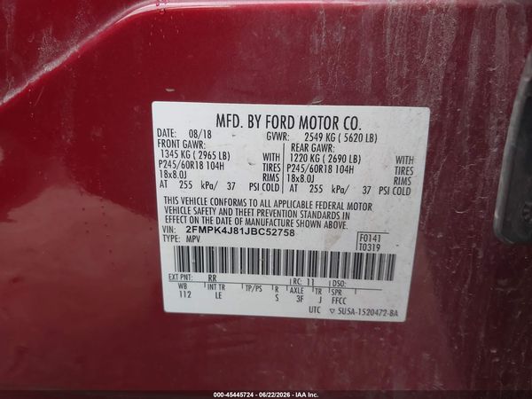2018 FORD EDGE SEL — I9