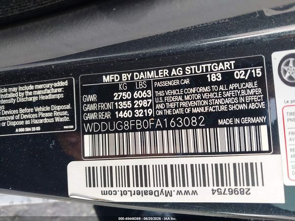 2015 MERCEDES-BENZ S 550 4MATIC