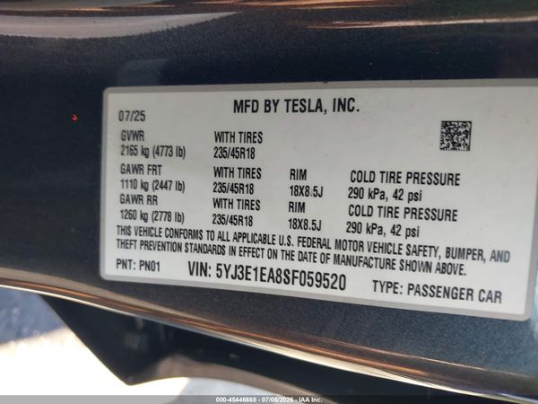 2025 TESLA MODEL 3