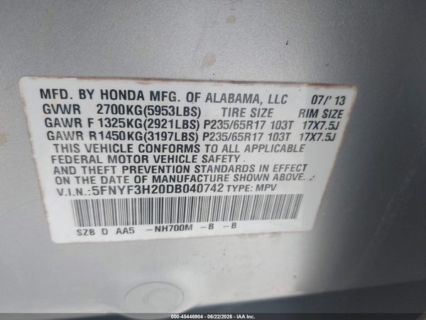 2013 HONDA PILOT LX