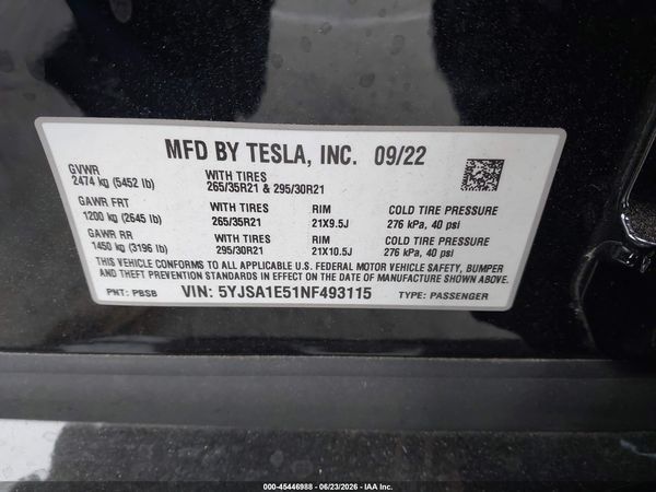 2022 TESLA MODEL S