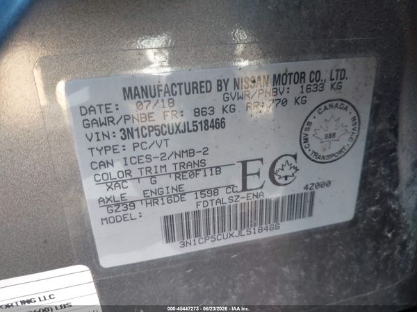 2018 NISSAN KICKS S/SR/SV