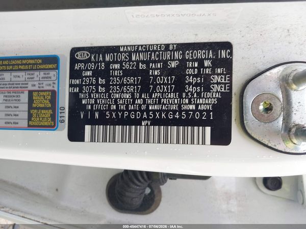 2019 KIA SORENTO 3.3L LX