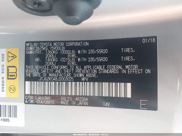 2018 LEXUS RX 350L PREMIUM