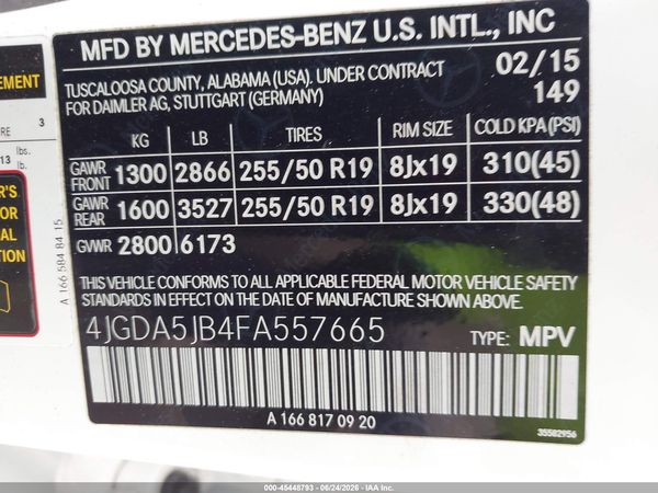 2015 MERCEDES-BENZ ML 350 ML350