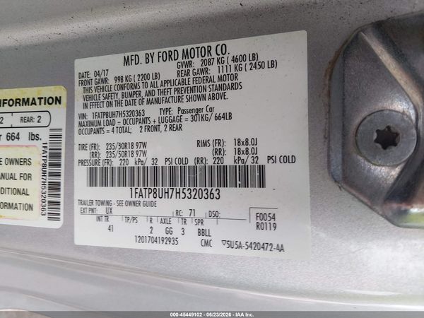 2017 FORD MUSTANG ECOBOOST PREMIUM