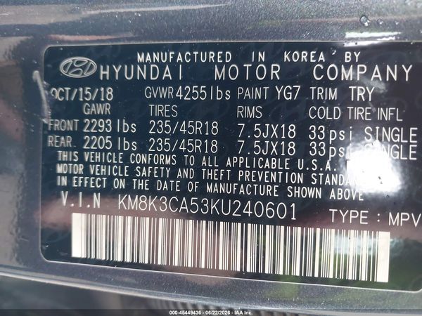 2019 HYUNDAI KONA LIMITED