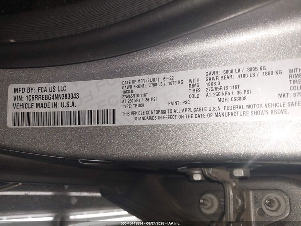 2022 RAM 1500 LONE STAR  4X2 6'4 BOX