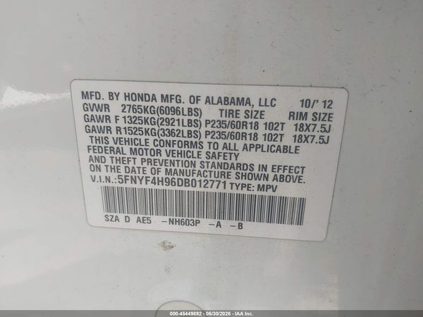 2013 HONDA PILOT TOURING