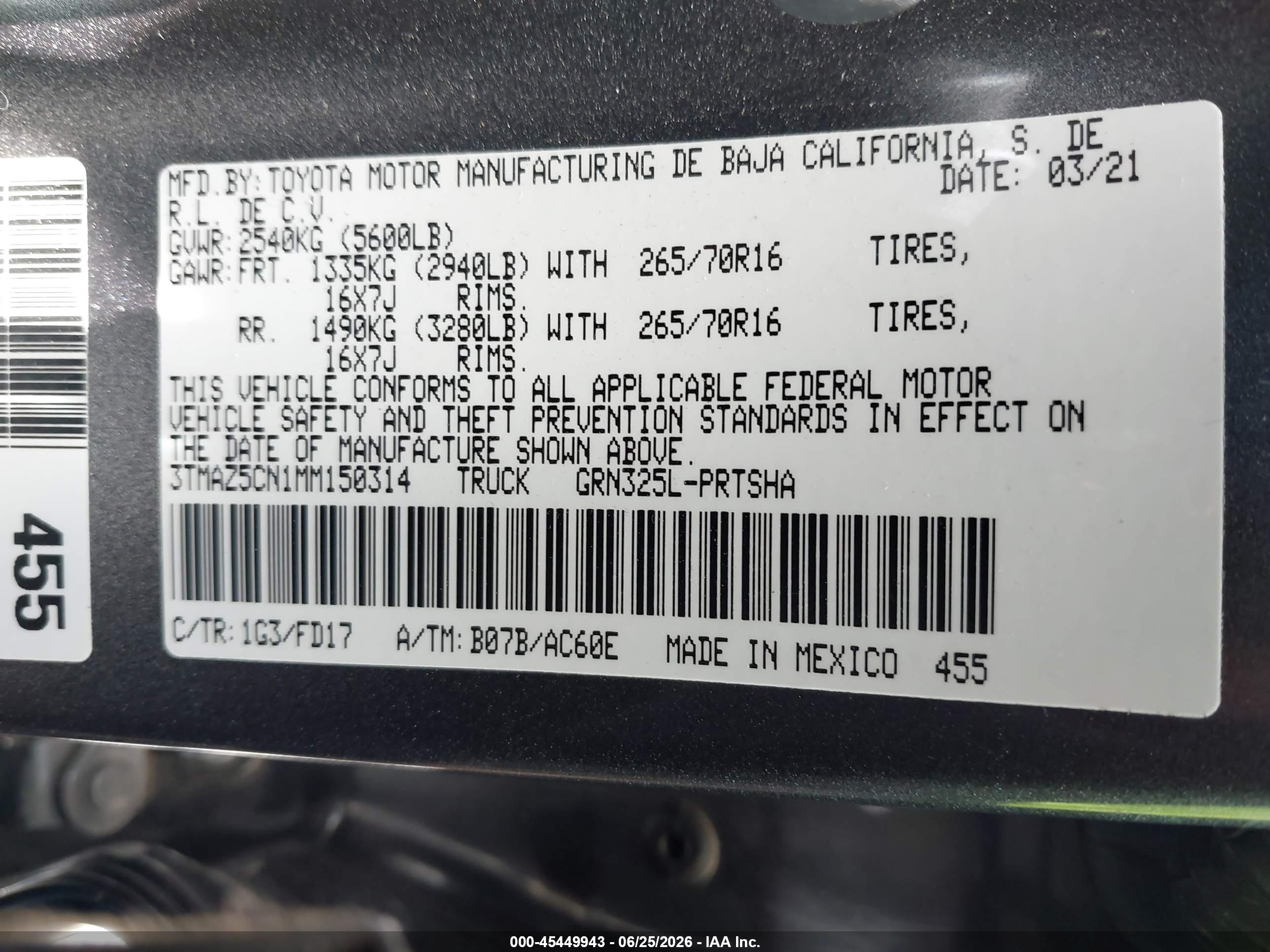 2021 TOYOTA TACOMA TRD OFF-ROAD
