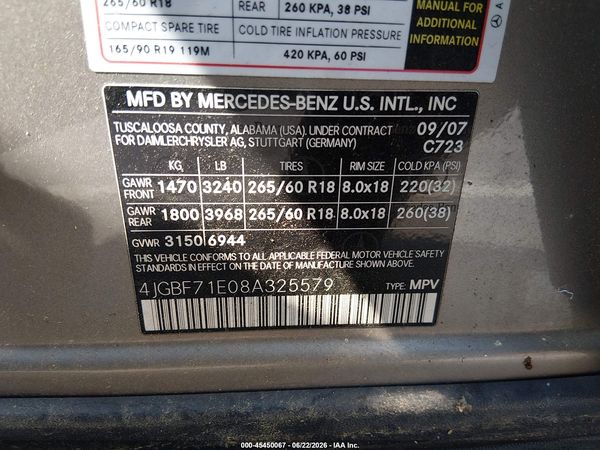 2008 MERCEDES-BENZ GL-CLASS GL450 4 MATIC