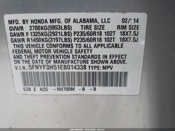 2014 HONDA PILOT EX-L