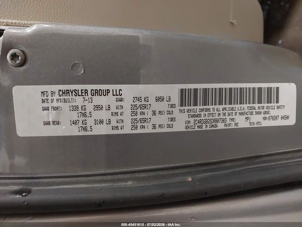 2013 DODGE GRAND CARAVAN SE — I9