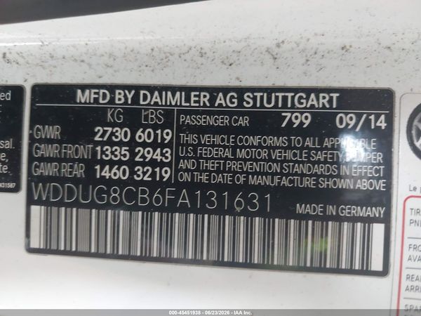 2015 MERCEDES-BENZ S 550 S550