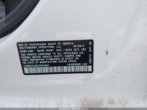 2018 VOLKSWAGEN PASSAT 2.0T SE — I9