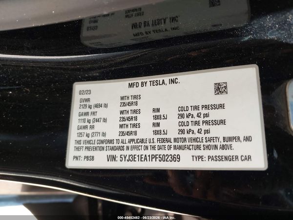 2023 TESLA MODEL 3 REAR-WHEEL DRIVE