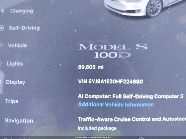 2017 TESLA MODEL S 100D/60D/75D/90D/P100D