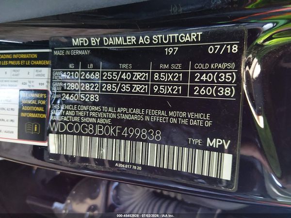 2019 MERCEDES-BENZ AMG GLC 63 4MATIC