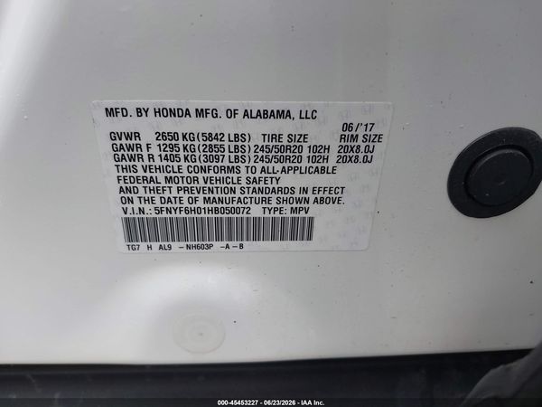 2017 HONDA PILOT ELITE