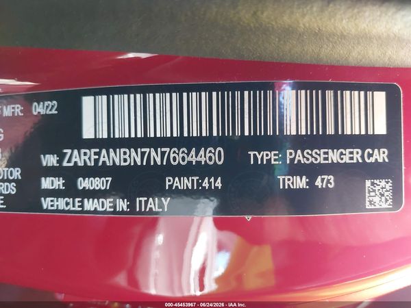 2022 ALFA ROMEO GIULIA VELOCE AWD
