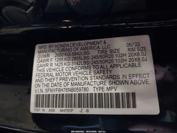 2022 HONDA PILOT AWD BLACK EDITION