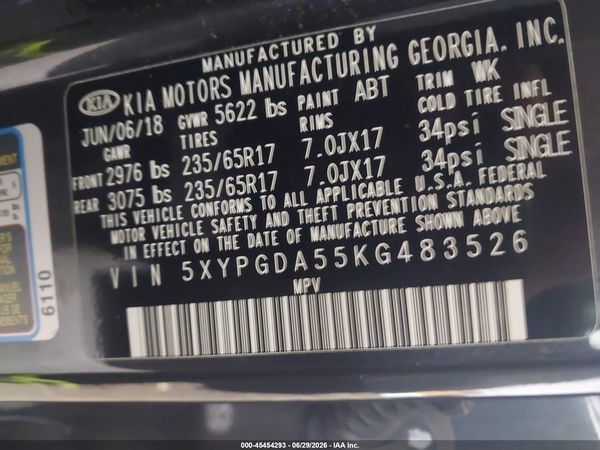 2019 KIA SORENTO 3.3L LX