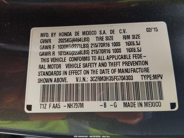 2015 HONDA CR-V LX