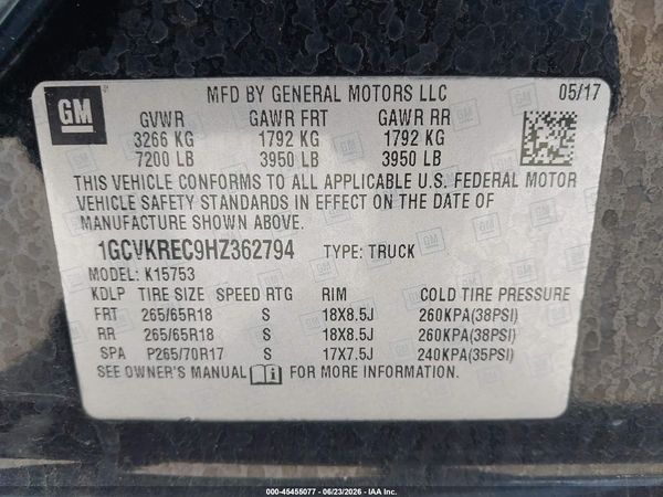 2017 CHEVROLET SILVERADO 1500 LT — I9